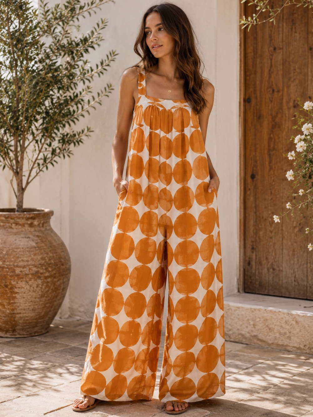 Wide Leg Polkadot Overalls